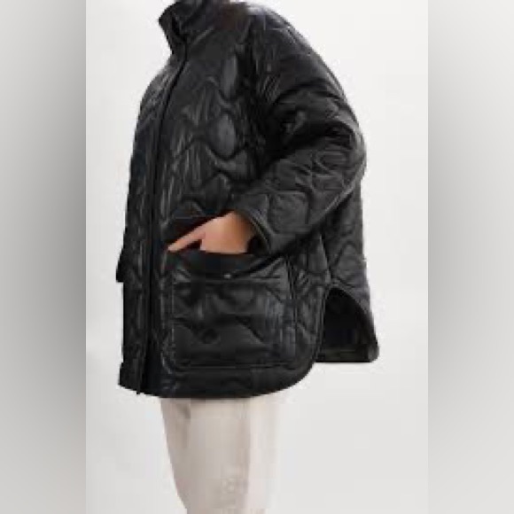 Lamarque Beruka Quilted Leather Jacket Coat Free People - Picture 5 of 17